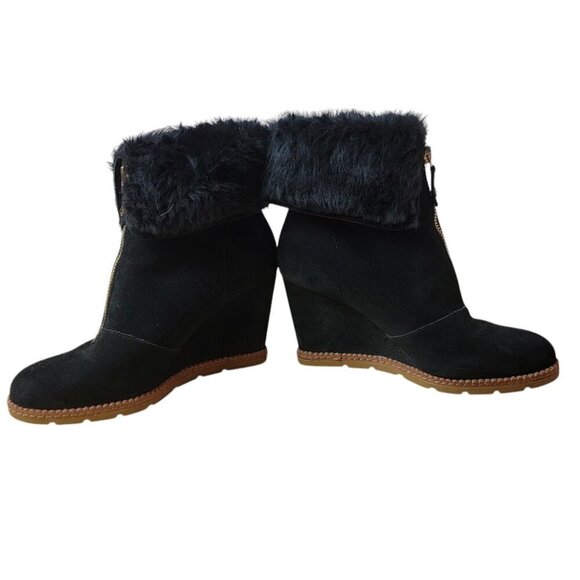 Kate Spade Stasia Black Suede Wedge Boots Size 7 – Luxe & Very Gently Used! - Picture 4 of 9